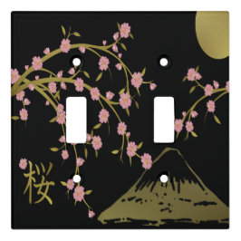 桜とゴールドの黒い和風スクリーン
