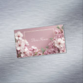 桜とゴールドフレームのダスティローズフラワー マグネット名刺 (インサイチュ)