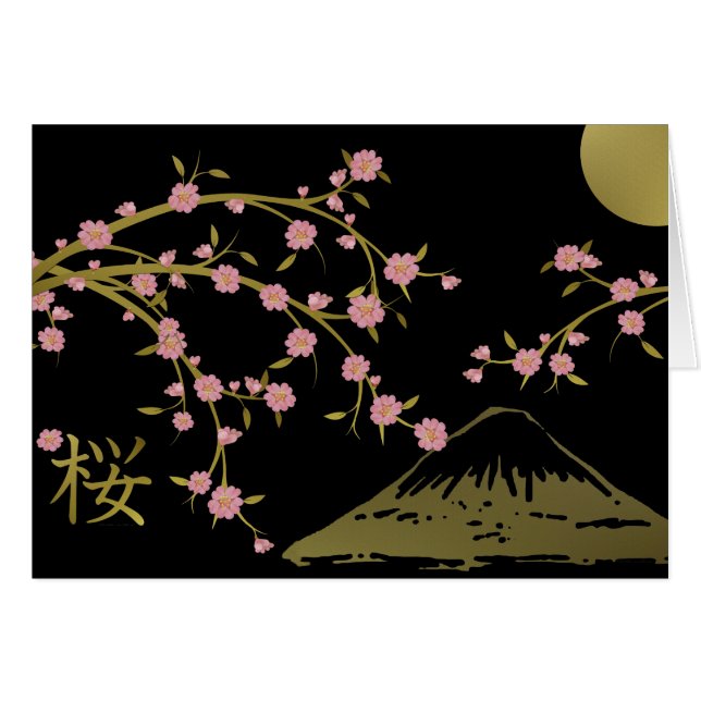 桜とゴールドブラックの日本屏風 (正面横)