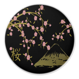 桜とゴールドブラックの日本屏風 セラミックノブ