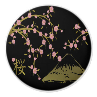 桜とゴールドブラックの日本屏風 セラミックノブ