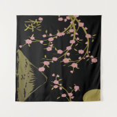 桜とゴールドブラックの日本屏風 タペストリー (正面(横))