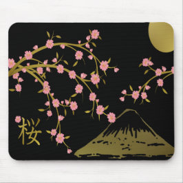 桜とゴールドブラックの日本屏風 マウスパッド