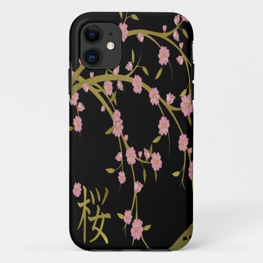 桜とゴールドブラックの日本屏風 Case-Mate iPhoneケース (裏面)