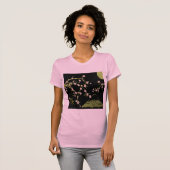桜とゴールドブラックの日本屏風 Tシャツ (正面フル)