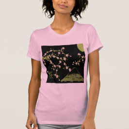 桜とゴールドブラックの日本屏風 Tシャツ
