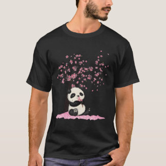 桜とパンダのデザイン Tシャツ