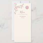 桜とピンクの中国の結婚式メニュー 招待状 (裏面)