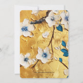 桜とブルーラブバードの金ゴールド結婚ズ 招待状 (裏面)