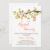 桜とメイソンジャー ウェディング ブライダル シャワー 招待状 (正面/裏面)