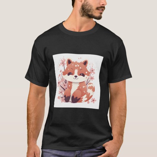 桜とレッサーパンダでスタイルアップ！ Tシャツ (正面)