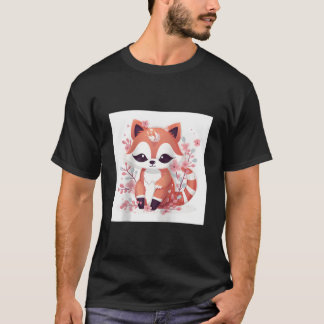 桜とレッサーパンダのプリントインテリアベース Tシャツ
