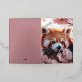 桜とレッサーパンダ 箔グリーティングカード (外側レイダウン)