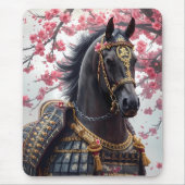 桜と共に描かれたサムライの戦馬 マウスパッド (正面)