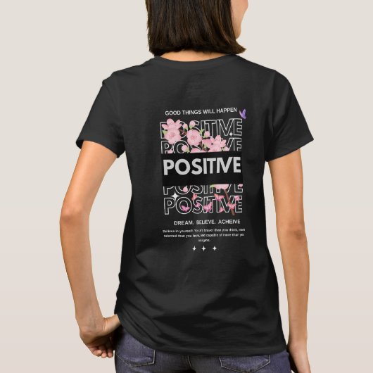 桜と前向きな心に響く言葉 Tシャツ (裏面)