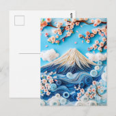 桜と富士山のペーパークイリング ポストカード (正面/裏面)