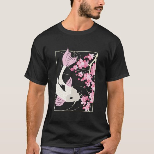 桜と日本の魚と錦鯉 Tシャツ (正面)