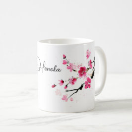 桜と書体のお名前デザイン コーヒーマグカップ