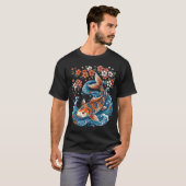 桜と流水の和柄デザイン Tシャツ (正面フル)