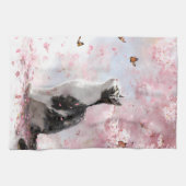桜と猫と蝶々（１） キッチンタオル (横)
