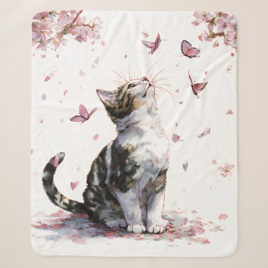 桜と猫と蝶 (10) シェルパブランケット (正面)