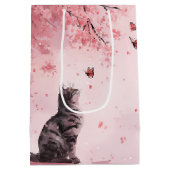 桜と猫と蝶 (12) ミディアムペーパーバッグ (裏面)