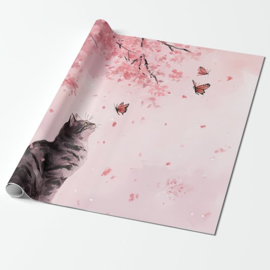 桜と猫と蝶 (12) ラッピングペーパー (アンロールド)