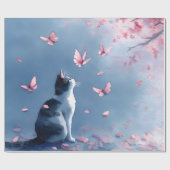 桜と猫と蝶 (4) ラッピングペーパー (フラット)