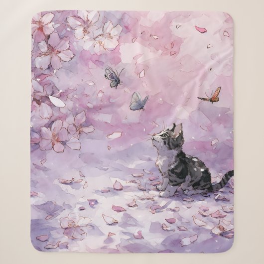 桜と猫と蝶 (5) シェルパブランケット (正面)