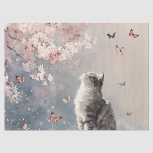 桜と猫と蝶 (6) 薄葉紙 (正面)