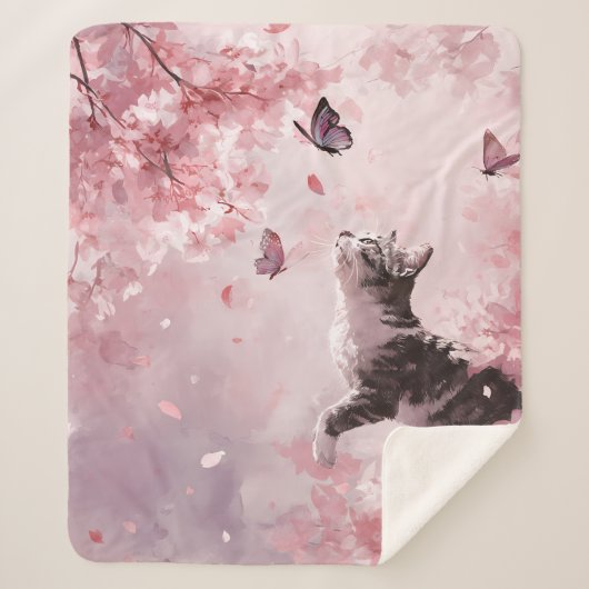 桜と猫と蝶 (7) シェルパブランケット (正面)