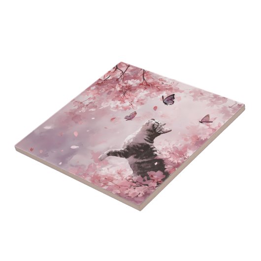 桜と猫と蝶 (7) タイル (側面)