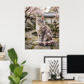 桜と猫のやすらぎ ポスター (ホームオフィス)
