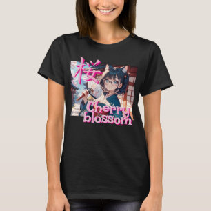 桜と猫耳娘 Tシャツ
