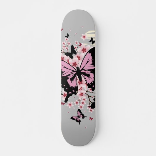 桜と蝶々 スケートボード (正面)