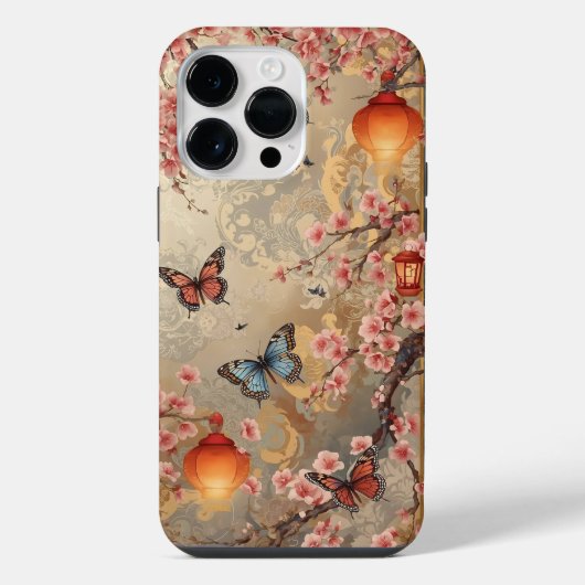 桜と蝶のランタン iPhoneケース (裏面)