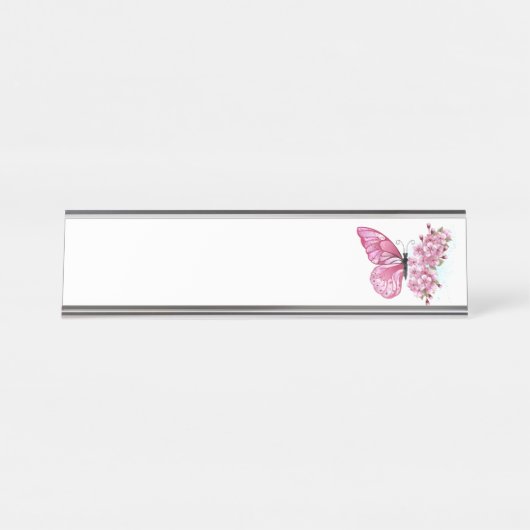 桜と蝶の花 デスクネームプレート (正面)