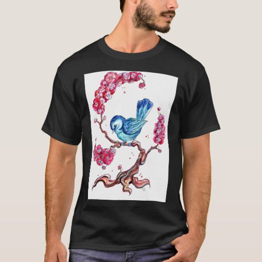 桜と青い鳥 Tシャツ (正面)
