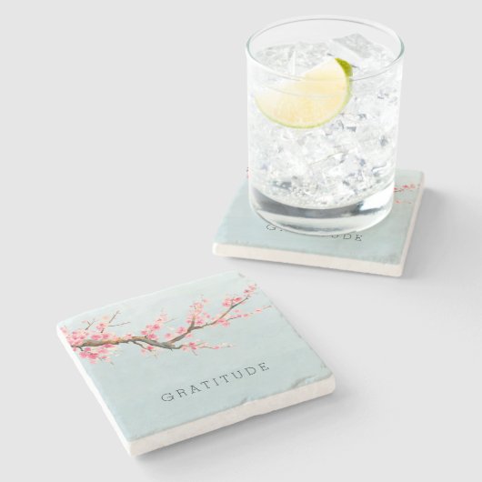 桜によっては感謝が開花します ストーンコースター (横)
