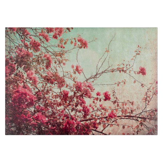 桜によっては花のガラスまな板が開花します カッティングボード (正面)