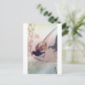 桜にキジ,古邨キジとさくらんぼの大原小村 ポストカード (スタンド正面)