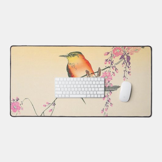 桜に鳥,小原古邨鳥とさくらんぼの花の大原小村 デスクマット (キーボード&マウス)