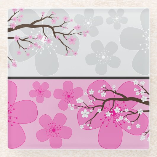 桜ののぼり旗 ガラスコースター (正面)
