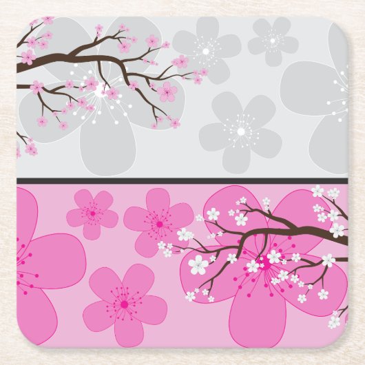 桜ののぼり旗 スクエアペーパーコースター (正面)