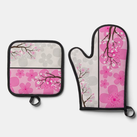 桜ののぼり旗 鍋つかみ&鍋敷きセット (正面)