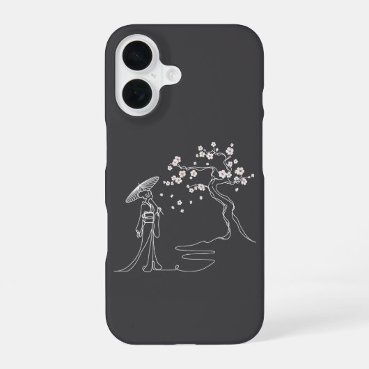 桜のエレガンス スマホケース iPhone 16ケース (裏面)