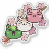 桜のキャット団子 - かわいい日本の春 シール (正面)