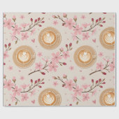 桜のコーヒー保温カバー パターン (7) ラッピングペーパー (フラット)