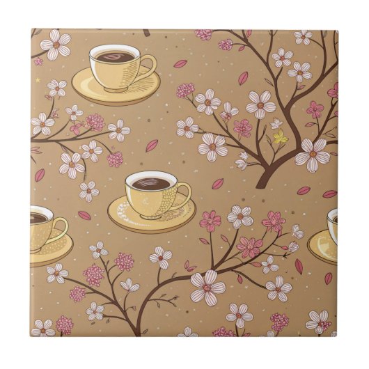 桜のコーヒー断熱材パターン (1) タイル (正面)