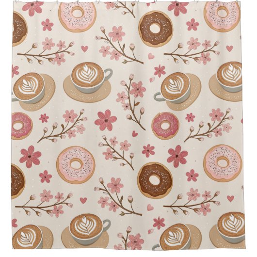桜のコーヒー断熱材パターン (3) シャワーカーテン (正面)